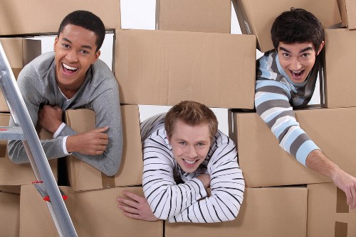 Well-organised storage unit with securely stacked boxes