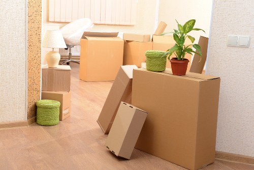 Customer placing items into a self storage unit