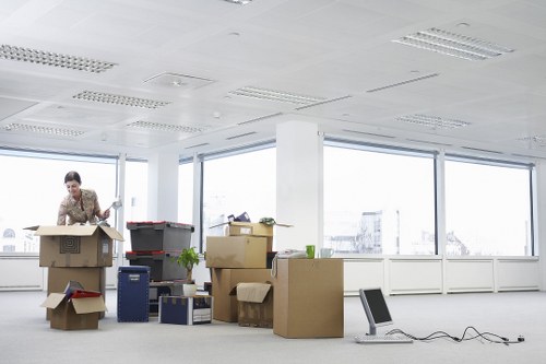 Small business and office items loaded into a van for local transport